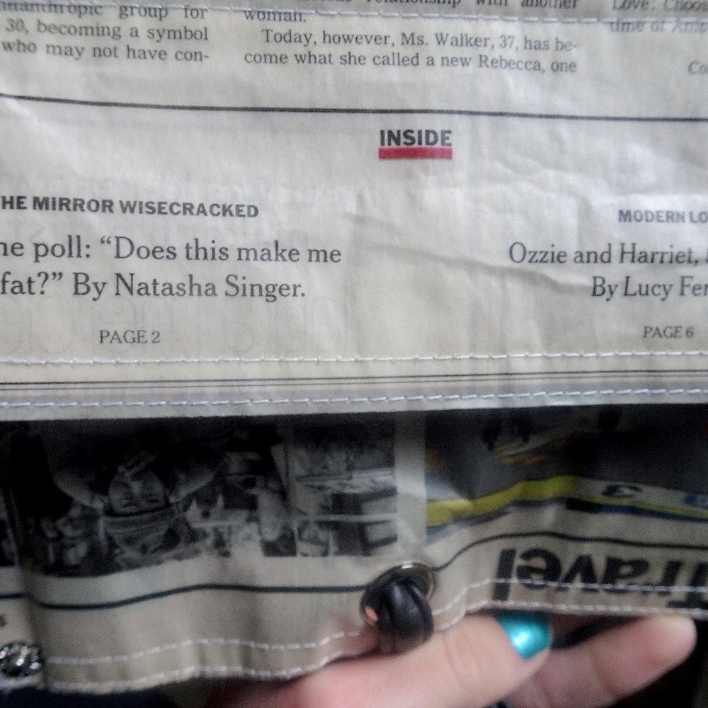 Upcycled Newspaper Unique One of a Kind Artsy Hipster Creative Shoulder Bag - Picture 6 of 8